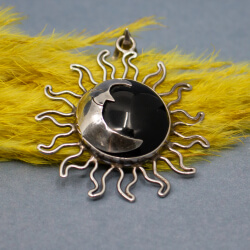 925 Silber Onyx Mexico-Anhänger 'Strahlender Mond'