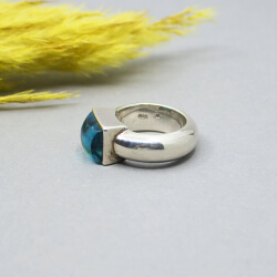 925 Silber Ring blaues Glas