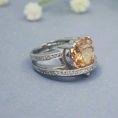 massiver 925 Sterlingsilber Ring mit Heez-Stein und weißen Zirkonia