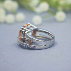 massiver 925 Sterlingsilber Ring mit Heez-Stein und weißen Zirkonia, Seitenansicht