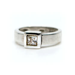 925er Silber Ring mit kubischem Zirkonia, Gr. 50 925 Silber Ring massiv weißer Zirkon Front