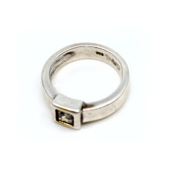 925 Silber Ring massiv weißer Zirkon Punze