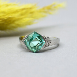 925 Silber Ring 'Aquamarin' Zirkonia s.Oliver, Gr. 57 925 Silber Ring s.Oliver Front