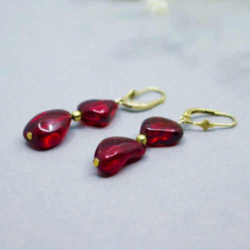 925 Sterlingsilber vergoldete Ohrringe mit rötlichem Bernstein