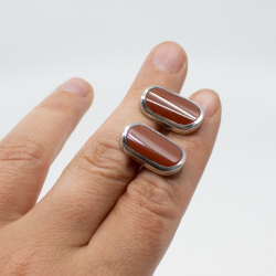 Vintage 925er Achat Unisex Manschettenknoepfe Groesse