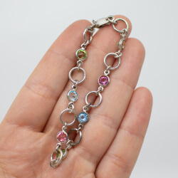 Armband mit bunten Glaskristallen 925 Silber Bild 2 925er Armband mit bunten Zirkonia