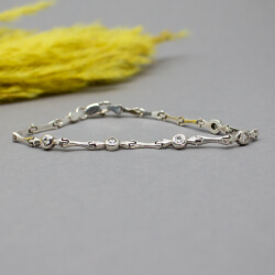 925er Silber Glieder-Armband mit Zirkonia, 20 cm 925er Armband mit Zirkonia