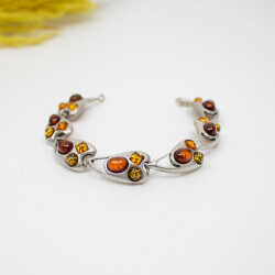 925er Bernstein Armband mit 3 Bernstein-Farben 925er Bernstein Armband mit 3 Bernstein-Farben