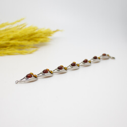 925er Bernstein Armband mit 3 Bernstein-Farben Groesse