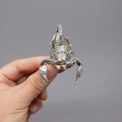 Massiver Skorpion Ring 31 g, 925 Silber, Gr. 61 925er Biker-Ring 'Skorpion' Front
