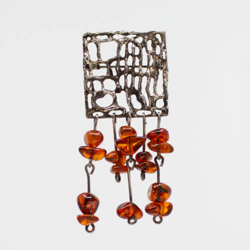 925er Brosche mit Bernstein