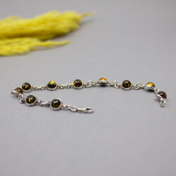 Elegantes Bernsteinarmband 925 Sterlingsilber 925er grüner Bernstein Armband