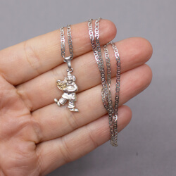 Kette & Anhänger, Harlekin mit Herzchen 925 Silber Bild 3 925er Halskette mit 925er Clown-Anhaenger Groesse