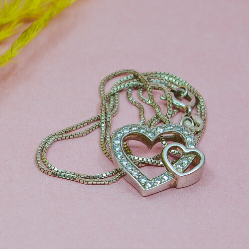 925er Herz-Anhänger an 925er Figaro-Kette