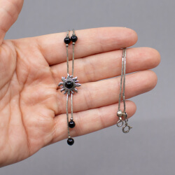 925er Indiander Y-Kette mit Onyx