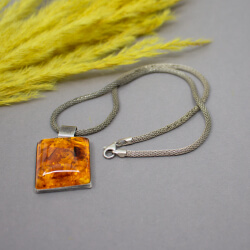 925er Kette + 925er Bernsteinanhaenger