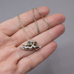 Kette mit 3D Amor Anhänger, 925 Sterlingsilber Bild 3 925er Kette & Anhaenger 'Amor' Groesse