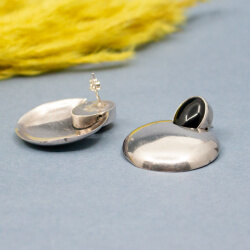 925er Mexico Sterlingsilber Onyx Ohrringe, Rueckseite