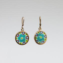 vergoldete 925er Murano Glas Millefiori Ohrringe 925er Muranoglas Ohrringe