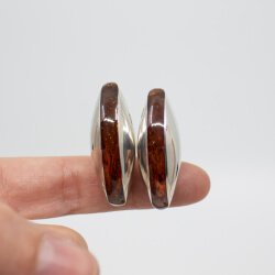 Modern gefasste Bernstein Ohrstecker, 925 Silber Bild 2 925er Ohrringe Bernstein Handarbeit