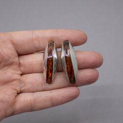 Modern gefasste Bernstein Ohrstecker, 925 Silber Bild 3 925er Ohrringe Bernstein Handarbeit Front