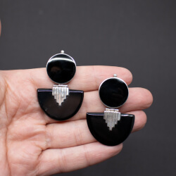 925er Ohrringe mit Onyx Detail