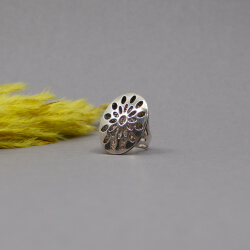Designer Ring von MILOR Italy 925 Silber RG 56 925er Ring mit fenistrierten Kopf Front
