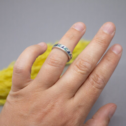 925er Sterling Silber Ring mit Türkis & Lapis Lazuli Einlegearbeit, Detail