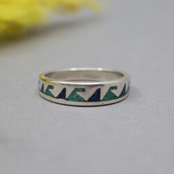 925er Silber Ring mit Türkis & Lapis Lazuli, Gr. 53 925er Sterling Silber Ring mit Türkis & Lapis Lazuli Einlegearbeit