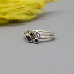 925er Silber Ring-Paar mir farbigen Zirkonia 925er Ringpaar