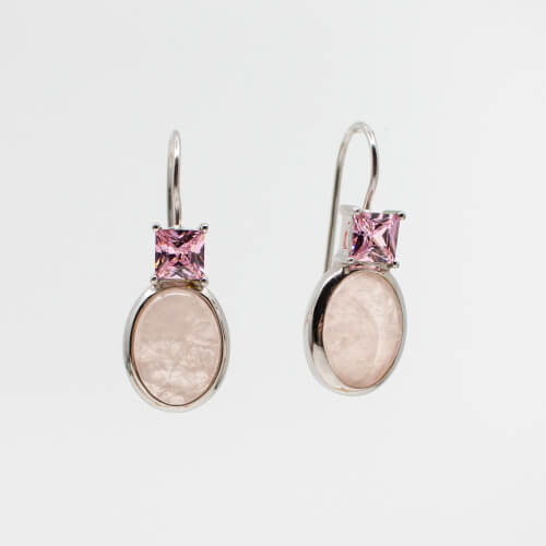 925er Rosenquarz Ohrringe