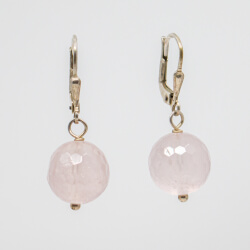 925er Ohrringe mit facettierter Rosenquarz Perle Bild 1 925er Rosenquarz Ohrringe