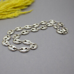 Unisex große Bohnenkette 925 Sterlingsilber 925er Silber Gross-Ankerkette Detail
