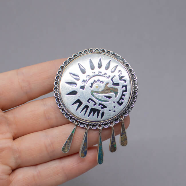 925er Silber Mexico Anhänger/Brosche Quetzal Vogel Bild 1 925er Silber Mexico AnhängerBrosche Quetzal Vogel