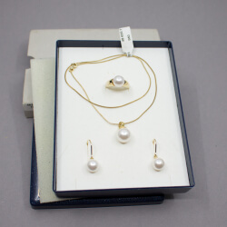 925er Silber vergoldet - Schmuckset Perle - Neuware