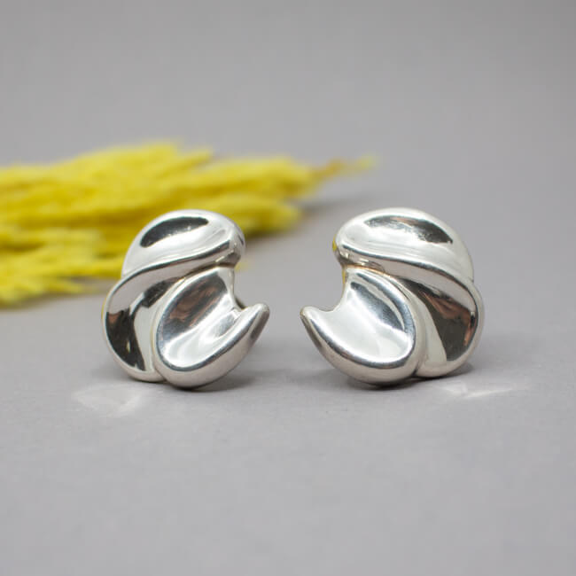 Hochwertige Designer Ohrclips, 925 Sterlingsilber Bild 1 925er Silber Vintage Ohrclips Front