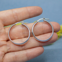 925er Sterlingsilber Creole, 3 cm, Groesse