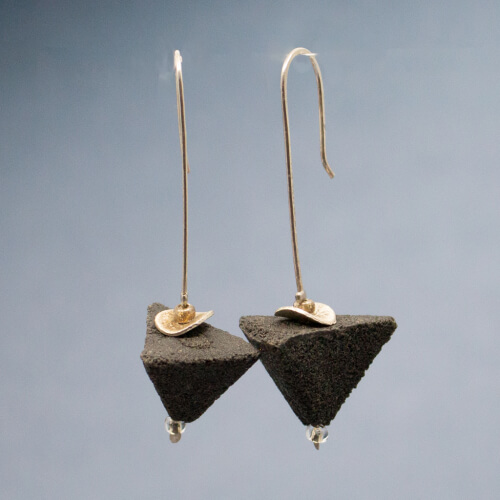 925er Sterlingsilber Ohrringe mit schwarzer Lava