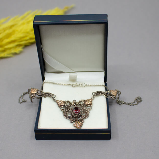 925er victorianische Kette mit Granat