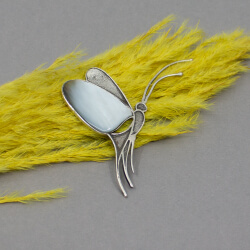 925er Vintage Schmetterling-Brosche mit Muschel 925er Vintage Schmetterling-Brosche mit Muschel
