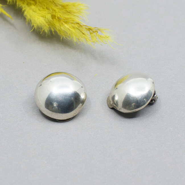 Vintage Halbkugel Ohrclips aus 950 Silber Bild 1 950 Silber Halbkugel Ohrclips