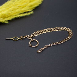 Antike Taschen-Uhrenkette & Schlüssel, Gold-Double American Double Uhrenkette mit Schluessel