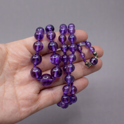 Amethyst Perlen-Kette 925er Schliesse Groesse