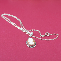 Antike 800 Silber Kamee mit 835 Kette 