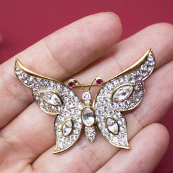 Vintage Brosche Schmetterling, Attwood & Sawyer Attwood & Sawyer goldene Brosche Detail
