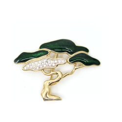 goldene Brosche 'Akazie' von Pierre Lang Brosche Baum PL Front