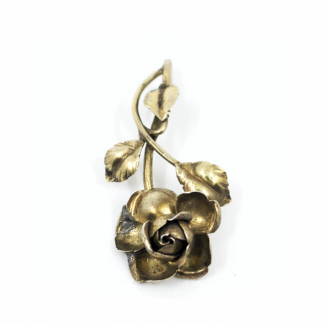 Brosche Rose vintage 800 Silber vergoldet Front