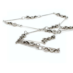 Designer Stab-Kette vintage 925 Silber Front 2