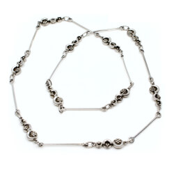 Antike 925er Endlos-Kette, florales Muster Designer Stab-Kette vintage 925 Silber Front 3