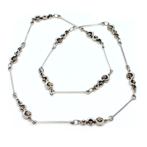 Designer Stab-Kette vintage 925 Silber Front 3